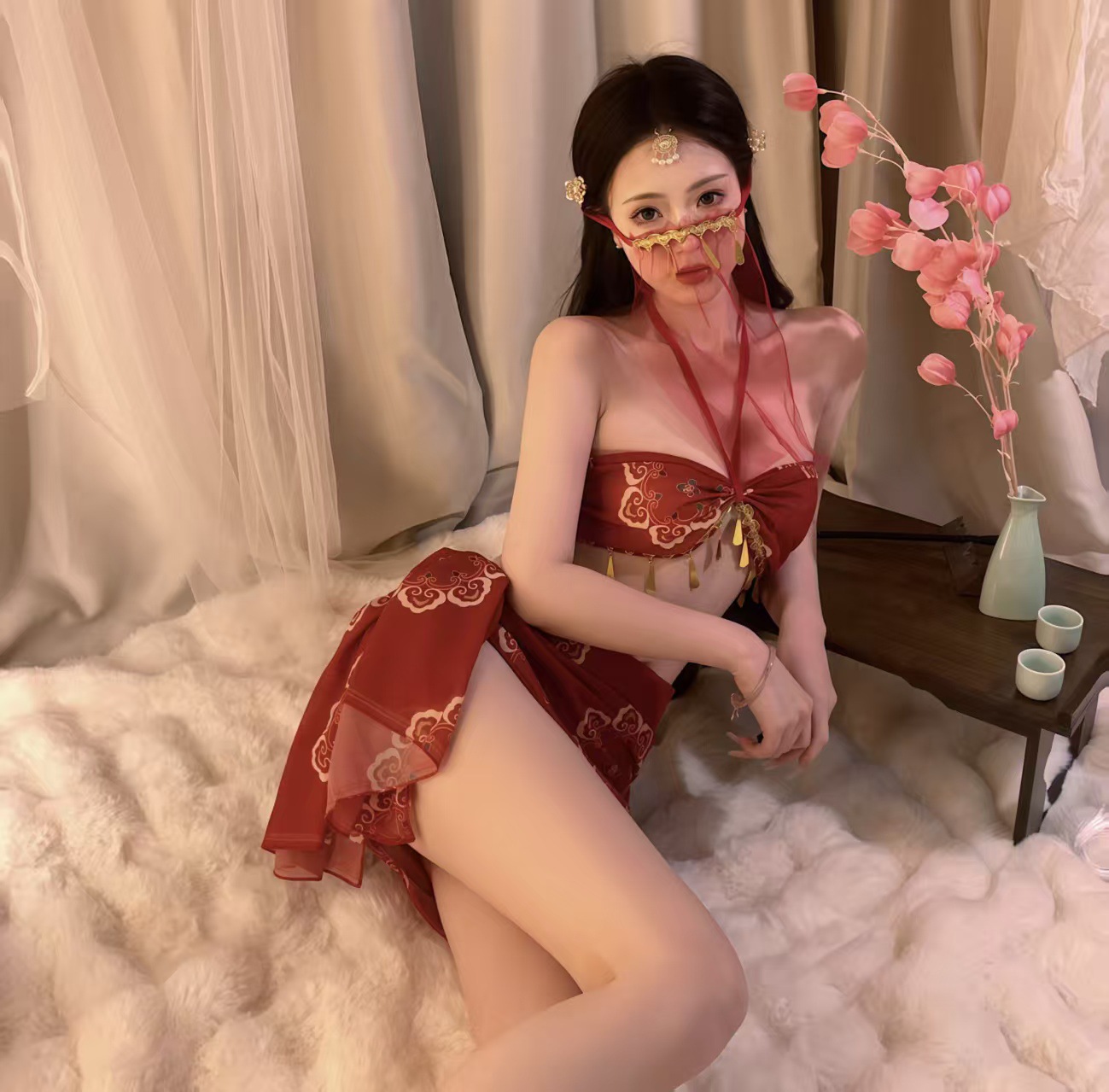 플라잉 댄서 [복대 + 스커트 + 티셔츠 + 커튼]