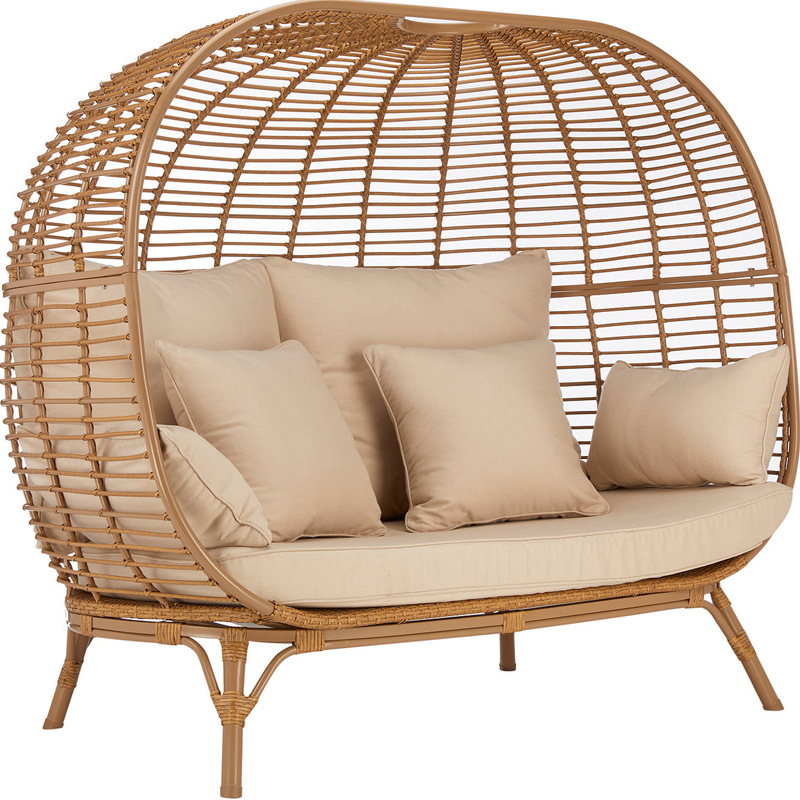 Sofá de caña al aire libre Nordicins diseñador de muebles hotel patio impermeable ocio silla de caña doble
