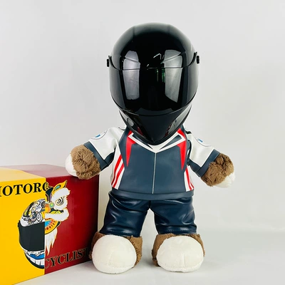 Motorcycle Bear Doll Helmet Battery Motosiklet dəbilqələri - 28cm-flower-bear-bright-black-s-size-includes-helmet-buckle