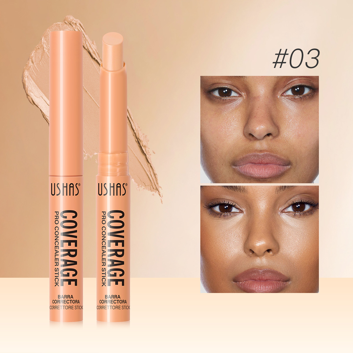 USHAS Europa y los Estados Unidos transfronterizos spot varilla impermeable a largo plazo natural reparar el maquillaje estereoscópico UC058A + B