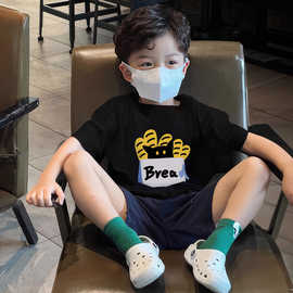 男童圆领短袖t恤儿童夏季衣服卡通可爱小猫印花纯棉宽松透气上衣