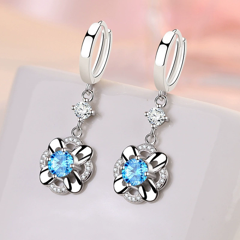 Серьги, модные элегантные zirconium, стиль легкой роскоши, цветочные