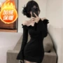 喇叭袖显瘦爆款紧身连衣裙
