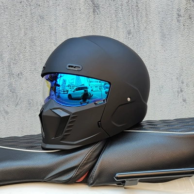 Motosiklet dəbilqələri — Half Helmet, Bluetooth All Year Round - m-matt-black-phantom-blue