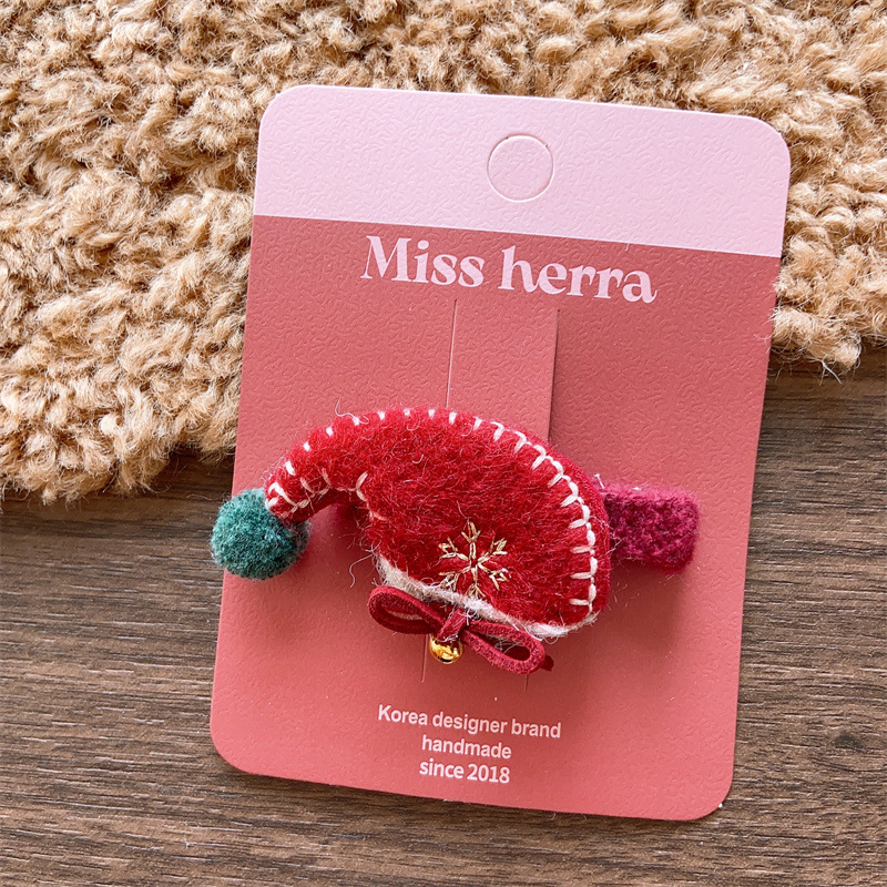 Christmas gift Children's Christmas holiday cute velvet stuffed cotton mushroom intestine ring girl Christmas socks wine red cane duckbill clip_voghion.com