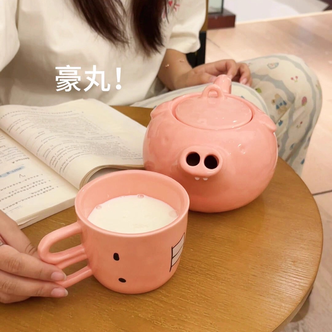 Cerrito cerámico tetera de agua divertida nariz de cerdo tetera de agua corriente para enviar a una amiga regalos de recitación taza de agua divertida cabeza de cerdo té