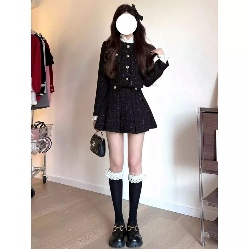 富家千金套装女秋秋高级感小众连衣裙子小香风外套名媛穿搭一整套|undefined