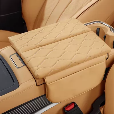 Suitable for 2025 Denza D9 Armrest Box Heightening Leather Cover Pad Central Car Interior Special Accessories Modification (Armrest box pad) - denza-d9-gilt-year-brown