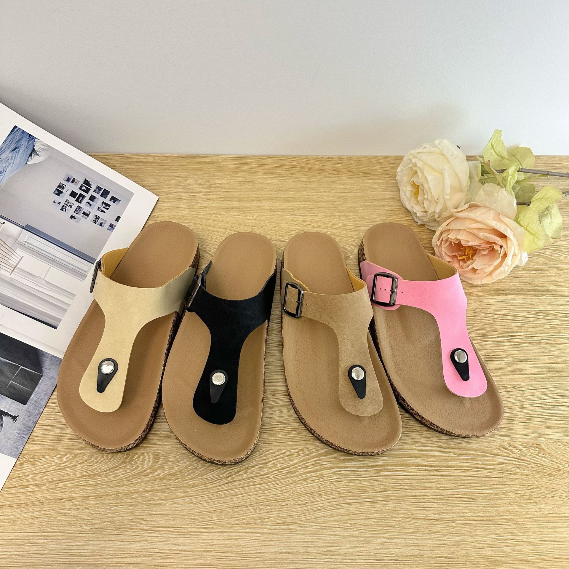 Plus Size Women's Cork Slippers European And American Style Lady Slippers_vogvips.com