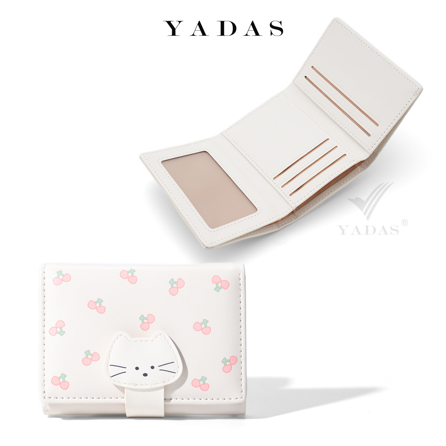 YADAS Xiaoxiang, bolsa de tarjetas de damas, cuero PU de alto nivel, corto, tres descuentos con bolso de cambio, cartera