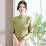 中老年女装秋冬新款针织加绒加厚毛衣时尚小立领纯色妈妈装打底衫，女装针织衫/毛衣，妃慕昵服饰