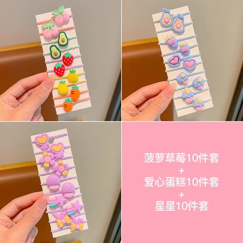 Pequeña niña pulgar anillo de pelo 2024 nueva mini flor dibujos animados no dañar cabello pequeño cabello de color dopamina adornos de cabello