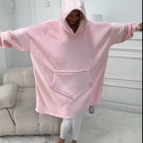 Polar Fleece Hooded Sweat Suit for Warmth, TV Blanket for Outdoor Cold Protection, Couple Set Hooded Sweatshirt Fleece