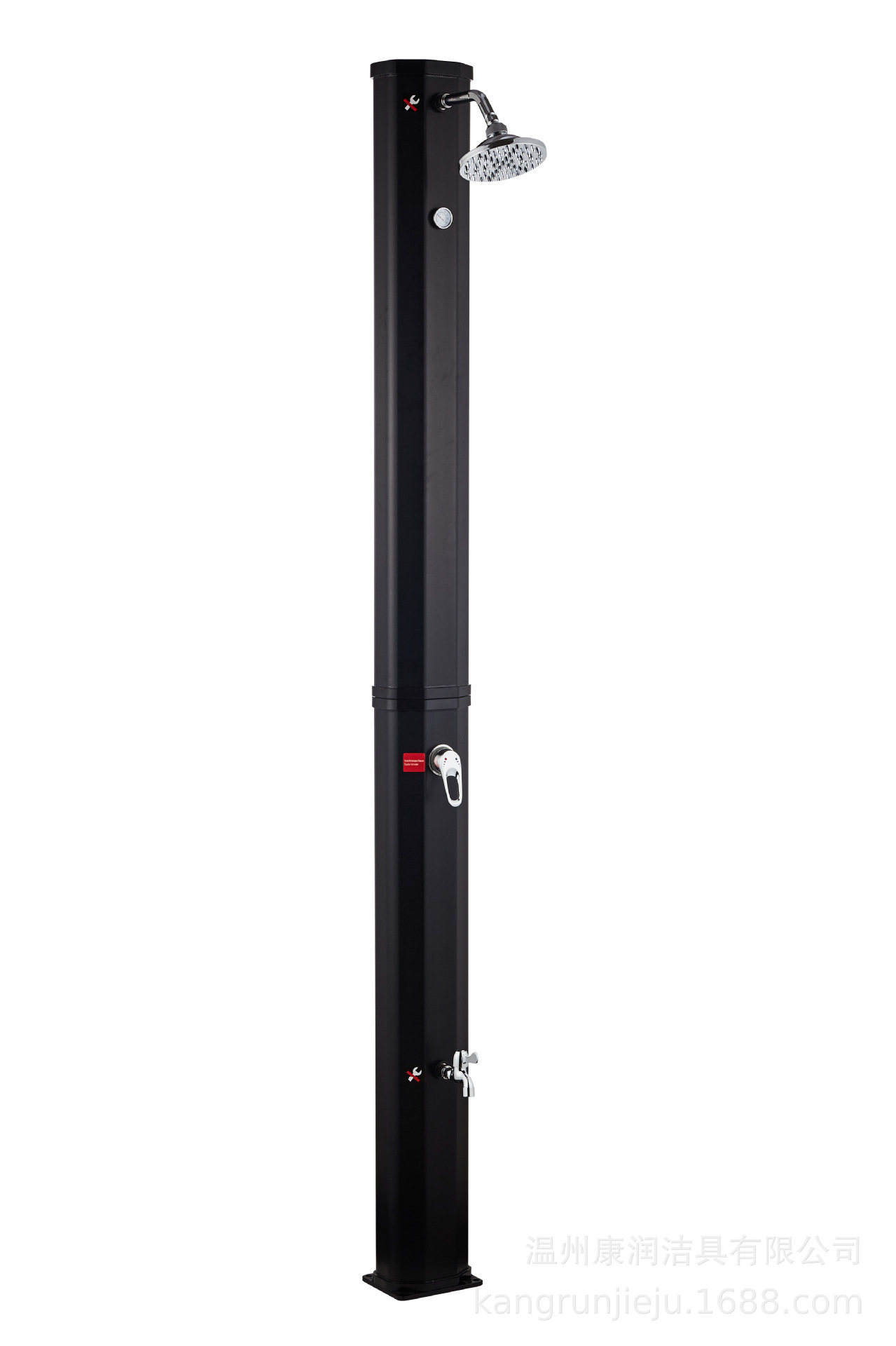 Ducha solar del soporte solar negro anti-ULTRAVIOLETA de la ducha 35L con la válvula del interruptor