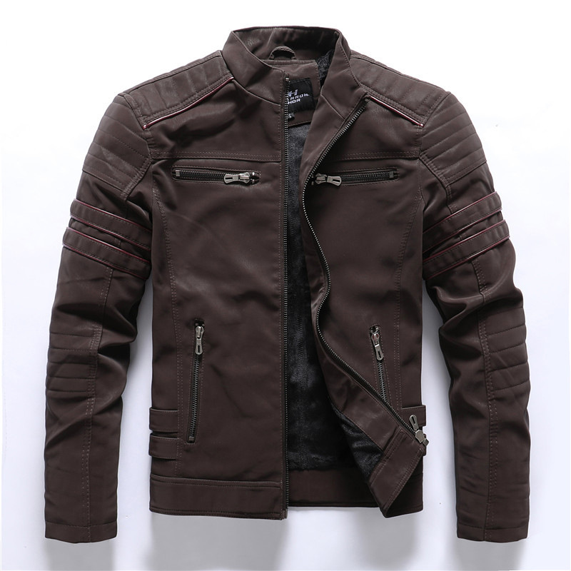 Factory direct men's autumn and winter frosted leather clothing fashion slim sanding PU jacket motorcycle tide brand slim coat Factory direct men's autumn and winter frosted leather clothing fashion slim sanding PU jacket motorcycle tide brand slim coat