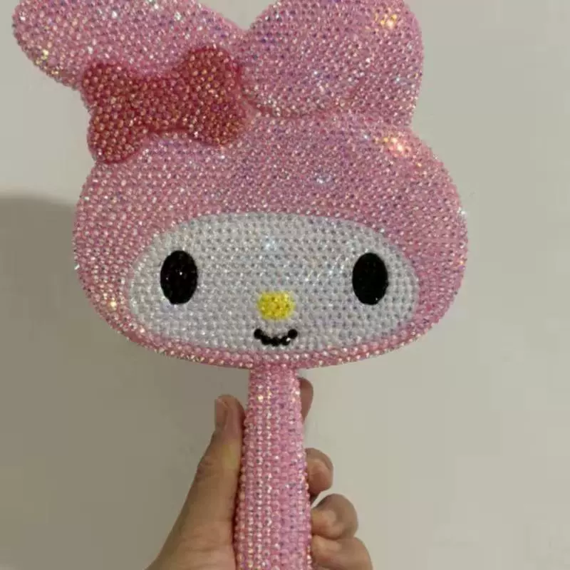 Hello Kitty, mirror handmade, shiny handheld creative materials set, keychain, DIY