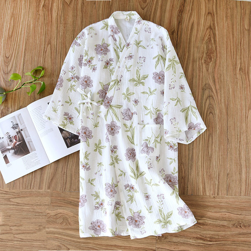 Cotton Bathrobe Sleep Dress Ladies Summer Autumn Long Sleeve Cotton Sleep Dress Lovely Sweat Pure Cotton Sleepwear 