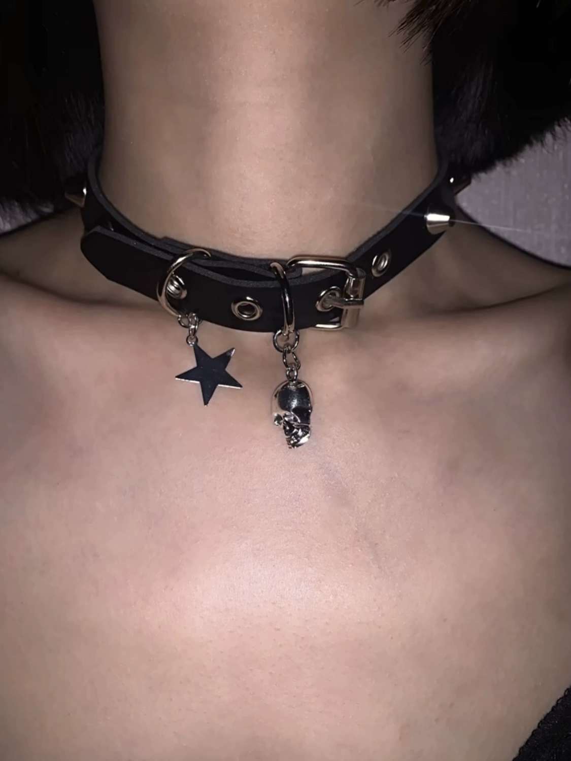 Girocollo con pentagramma e teschio stile dark punk y2k accessorio_voghion.com