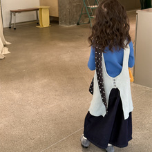 2025秋季新品 韩版童装  女童无袖毛衣连衣裙 宝宝露背款毛线裙子