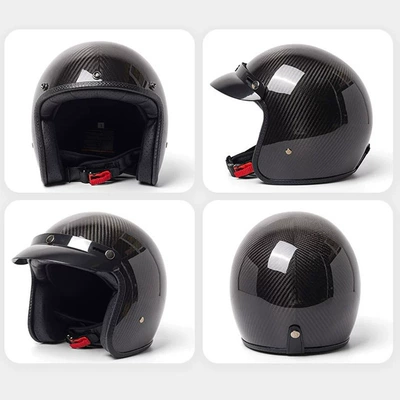 Carbon Fiber Motorcycle Helmet Men's and Women's Motorcycle Helmet 3/4 Cruise American Retro Half Helmet Ultra Light (Motosiklet kaskı (dəbilqə)) - 700-light-carbon-brazing-3k-m