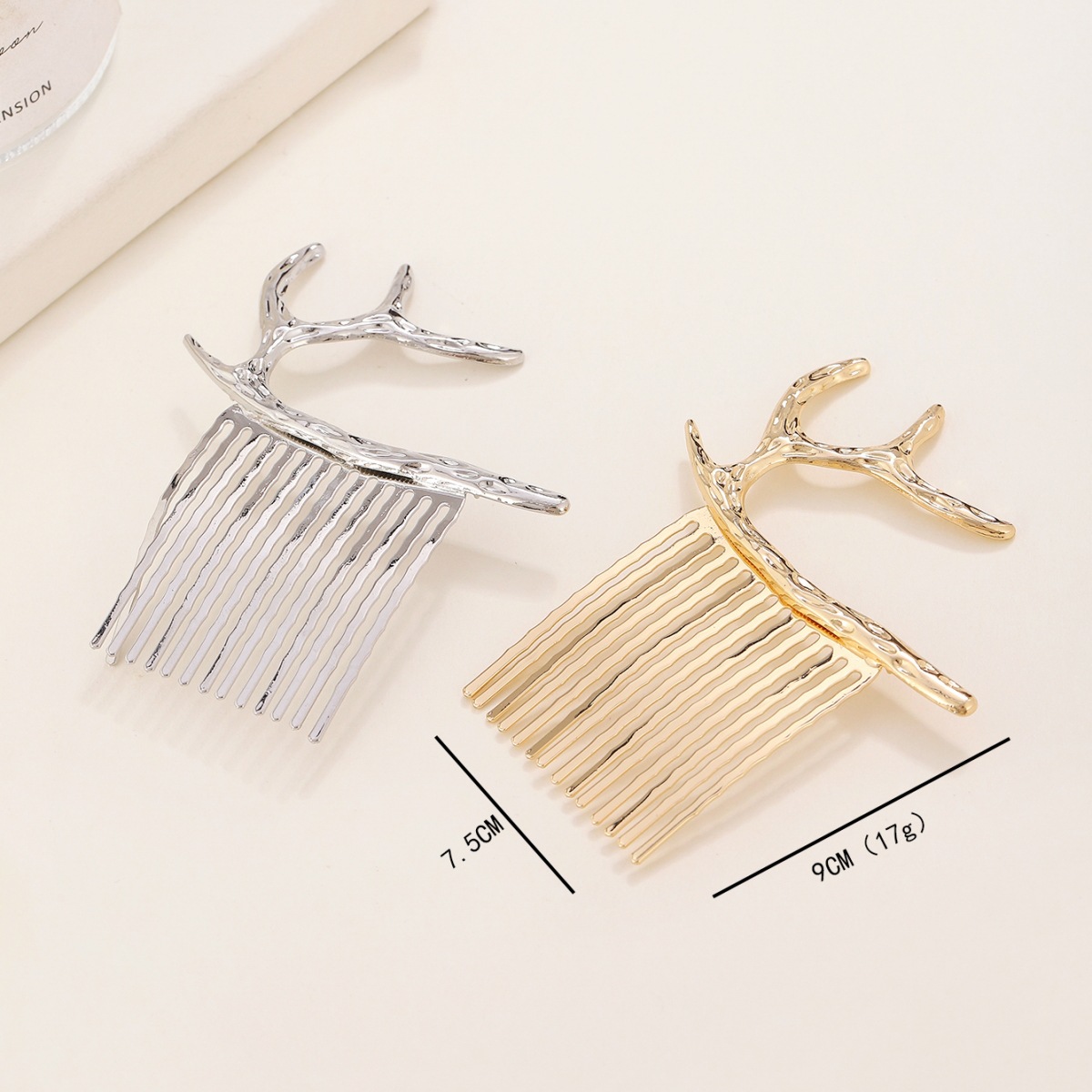 Mori chica europea y americana simple Navidad accesorios para el cabello ELK Antler vintage Luna radian peine tocado animal peine femenino