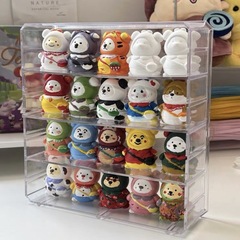 一件 石膏娃娃玩具收納盒 展示置物架桌面透明盒背包熊收納盒