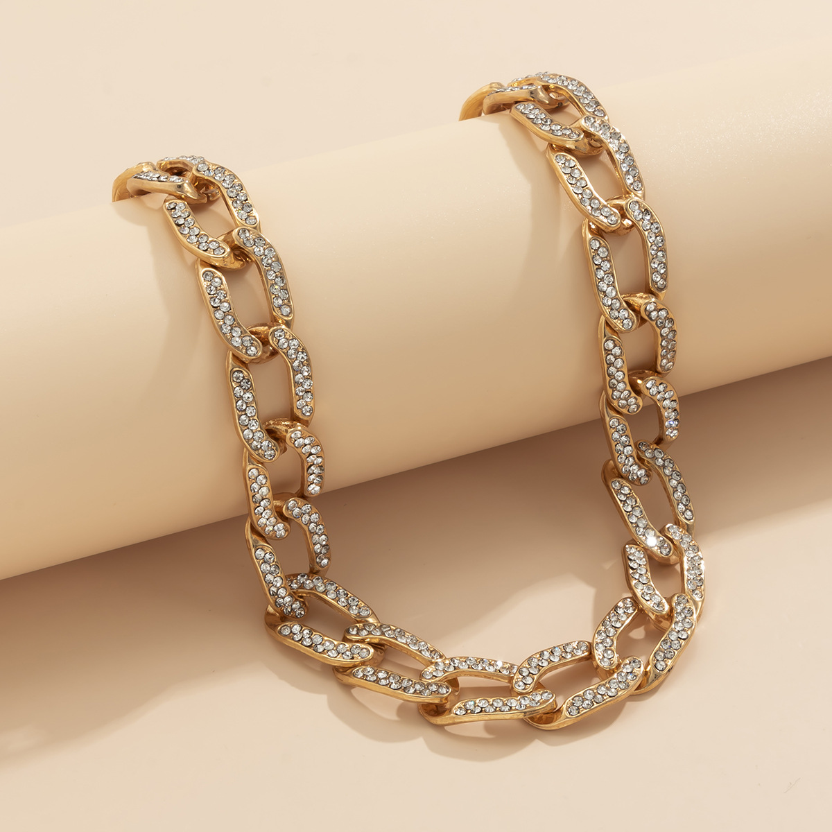 Cuban Link Necklace With Micro Inlaid Diamonds Minimalist Style_voghion.com