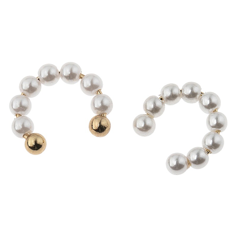Estilo japonés y coreano todo fósforo de moda elegante personalidad geométrica perla earless falsos pendientes metal oído hueso oído clip
