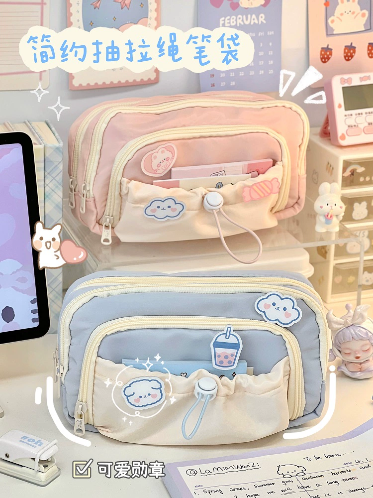 Большая сумка-ручка канцелярская коробка пенал милая девушка школьница канцелярская сумка высокая ценность для девочек средняя школа простой