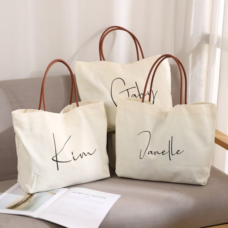 Temu Cross-Border Jit Dropshipping Women's Fashion Handbag with Heat Transfer Printing and Logo Printing Options Canvas Tote Bag