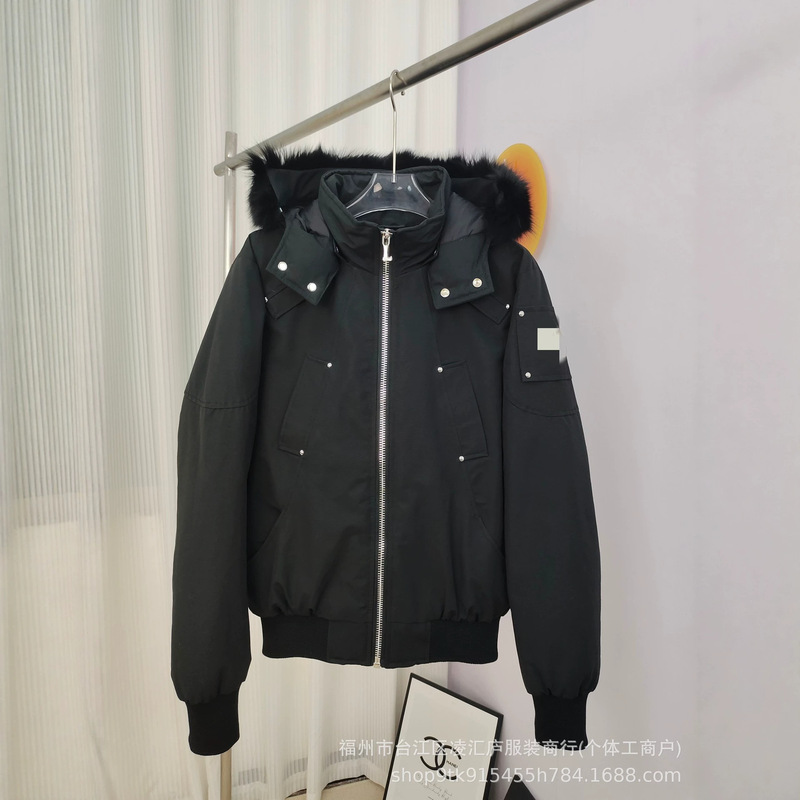 Cross-border Moose 3Q Scissor Down Jacket Model 02 Canadian Men's Short Aviator Jacket with Fox Fur Cross-border Moose 3Q Scissor Down Jacket Model 02 Canadian Men's Short Aviator Jacket with Fox Fur