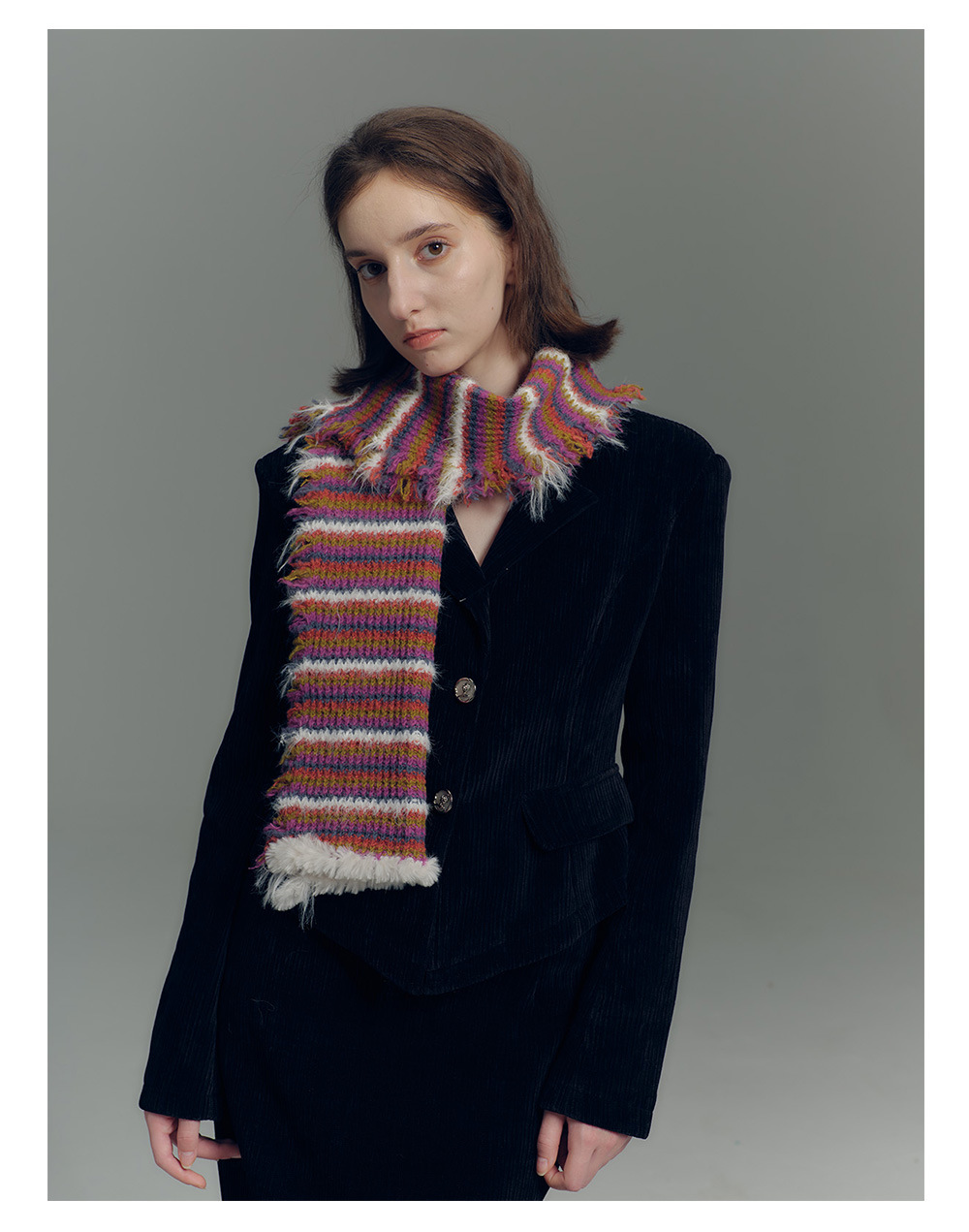 Damen Strickschal Im Vintage Look Gestreifter Wollschal Für Winter_voghion.com