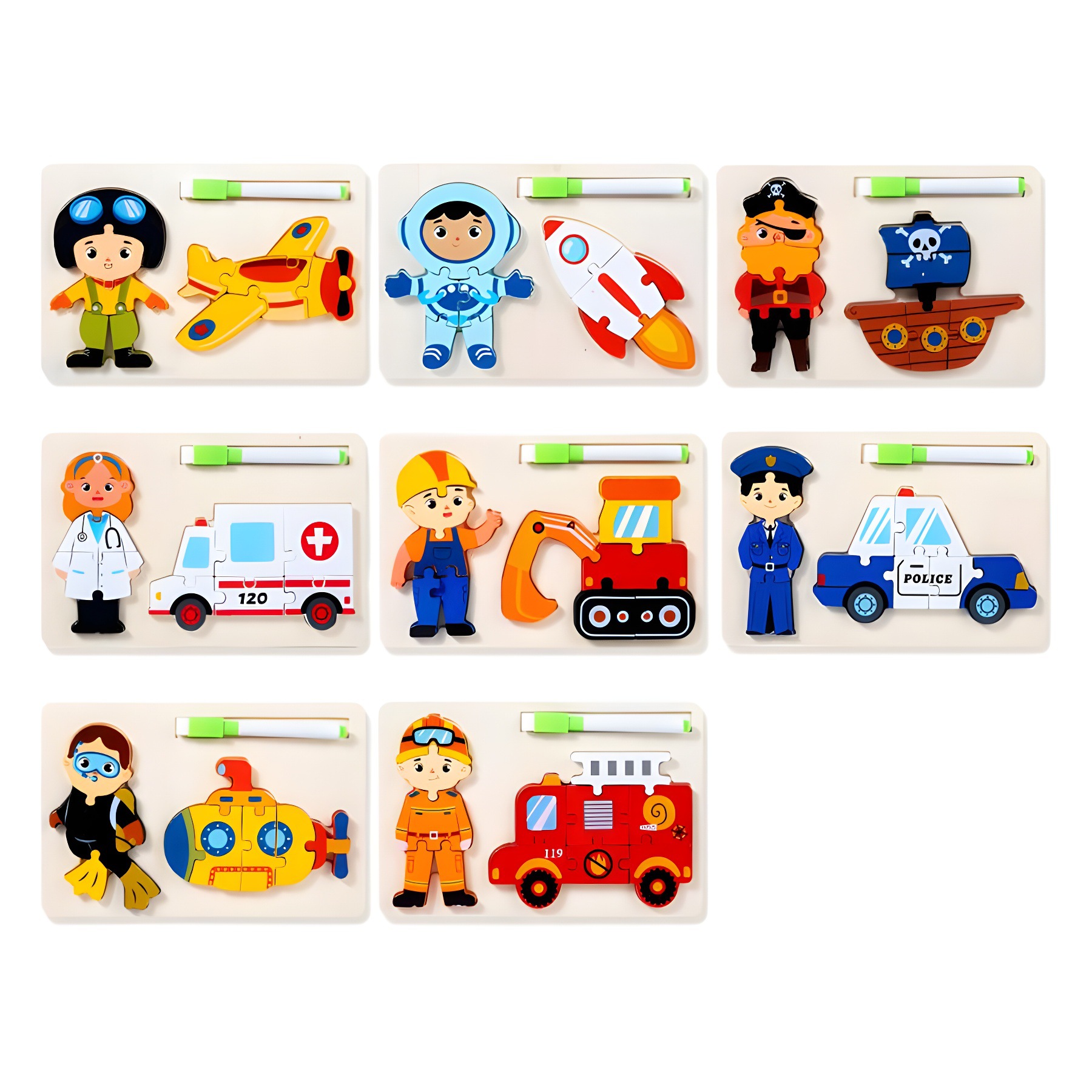 Puzzle infantil de madera 2 - en - 1 personaje cognitivo tridimensional puzzle puzzle juguete de desarrollo intelectual para bebés