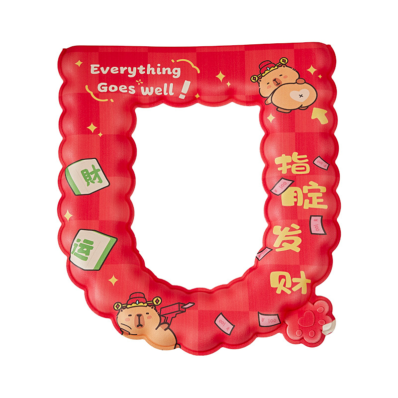 Capibara cojín de inodoro de Año Nuevo cojín de inodoro impermeable de dibujos animados para el Festival de Primavera para el hogar de ondas gruesas pegatinas de inodoro sin lavado