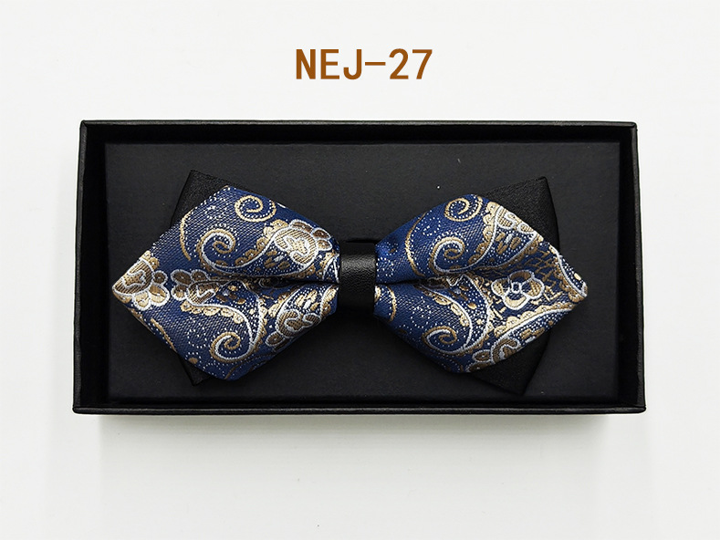 Pajarita negra de color sólido para hombre Boda británica Boda novio padrino traje camisa arco caja de regalo embalaje