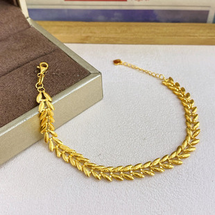 Shuibei Exhibition Hall in stock 5G Gold Bracelet Foot Gold 999 Women's Wheat Ear Pure Gold Fashion Bracelet Fidelity genuine goods