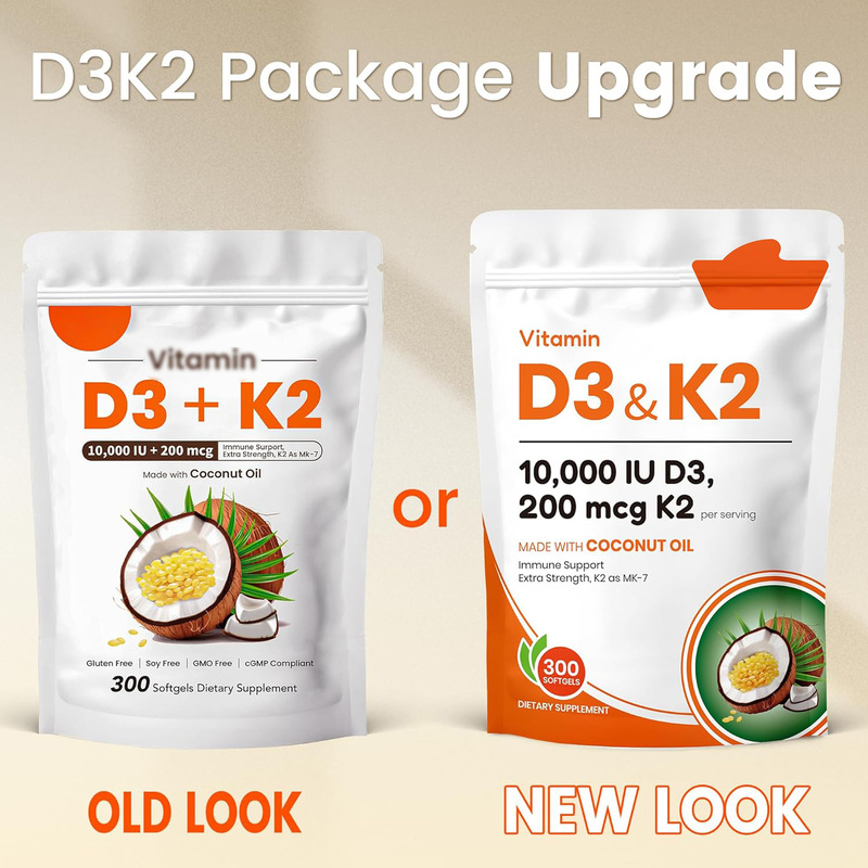 跨境300粒初榨椰子油软胶囊D3K2补充剂Coconut Oil Softgels直发|undefined