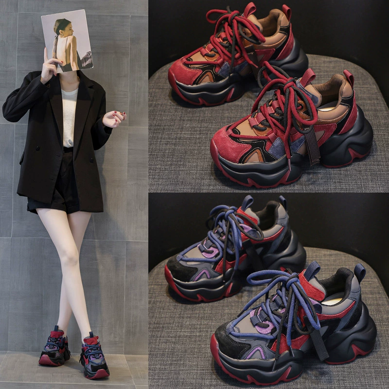 Fleece-lined Winter Platform Sneakers, Genuine Leather, Chunky Sport Style