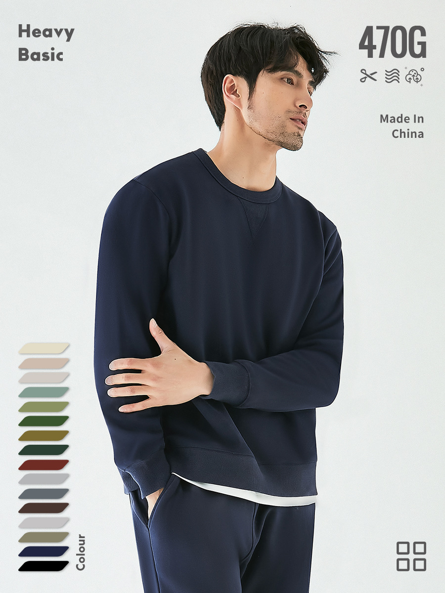 Invierno 470g grueso ameikaji engrosado Jersey forrado de lana cuello redondo manga larga bottoming suéter de los hombres y las mujeres