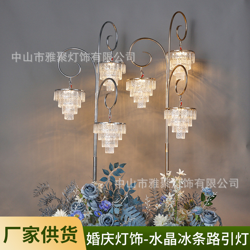 Nueva Iluminación de Pasillo para Bodas de Estilo Europeo, Rueda de la Fortuna de Hierro Forjado, Luces de Cristal para Pasillo, Adornos de Decoración para Bodas de Cristal