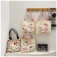 跨境卡通手提帆布包2025新款可爱通勤百搭单肩托特大容量高颜值