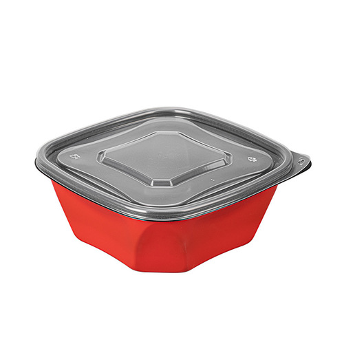 Supercell Thick High-Grade Disposable Lunch Box Red and Black Packing Box Food-Grade Bento Box with Lid Square Takeaway Rice Box