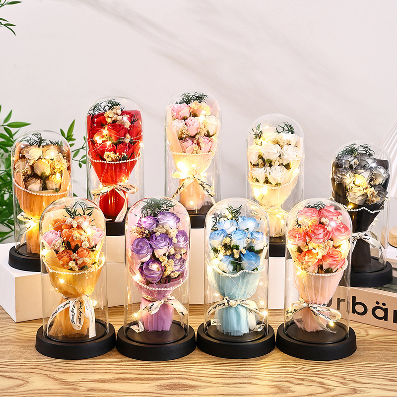 中国のバレンタインデーのギフトパールエッジ永遠の花ローズガラスカバークロスボーダー誕生日ギフト装飾品教師の日|undefined