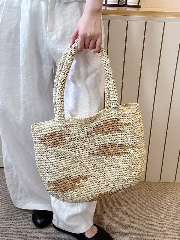 Bolsa de paja de gran capacidad para mujeres verano 2026 nueva moda de paja de hombro bolsa de brazo de vacaciones en la playa bolsa