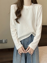 大码女装胖MM新款韩版2025圆领纯色T恤秋季内搭打底衫温柔风上衣