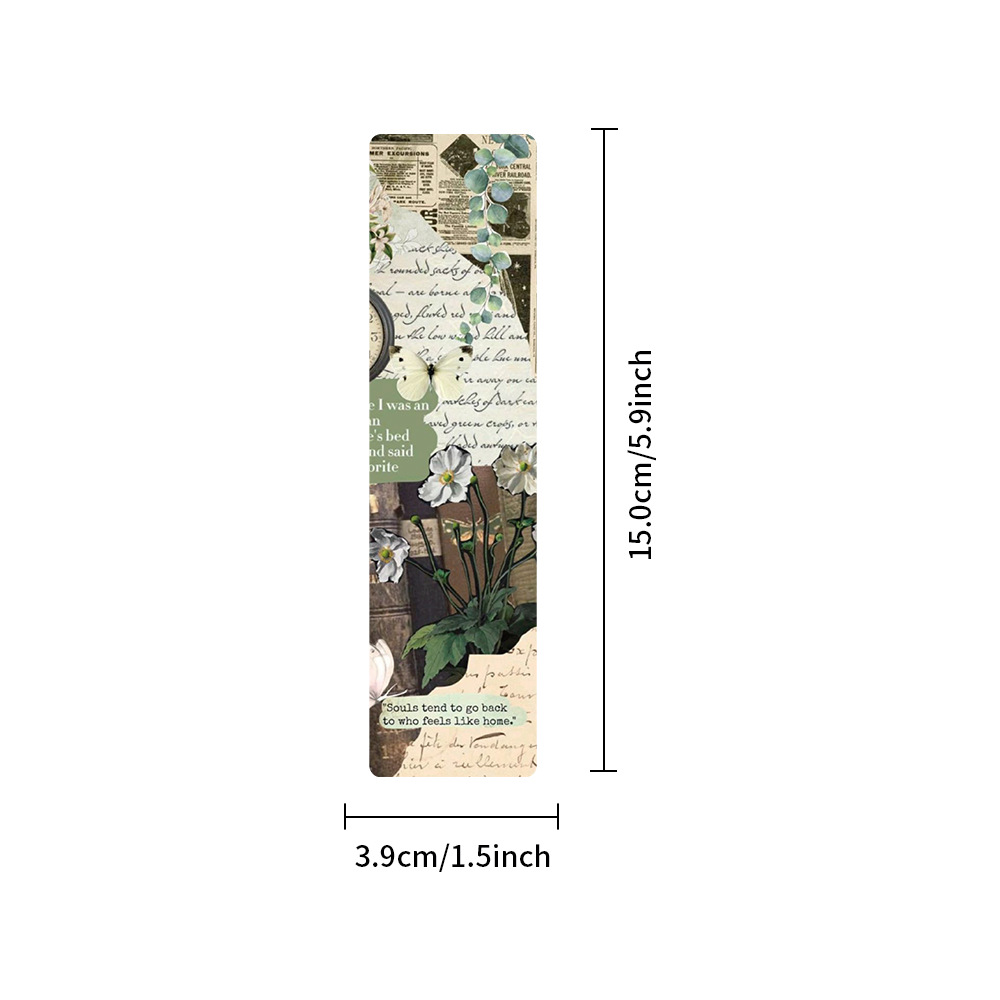 24 marcadores de papel de collage retro transfronterizo, novelas de estudiantes, libros de texto, tarjetas de decoración, libros de lectura, tarjetas pequeñas