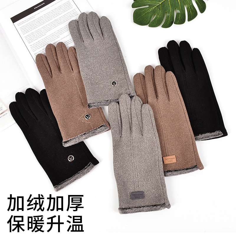 Guantes de invierno a prueba de frío para hombres guantes calientes de conducción guantes de pantalla táctil ciclismo forrada de lana engrosada guantes de esquí