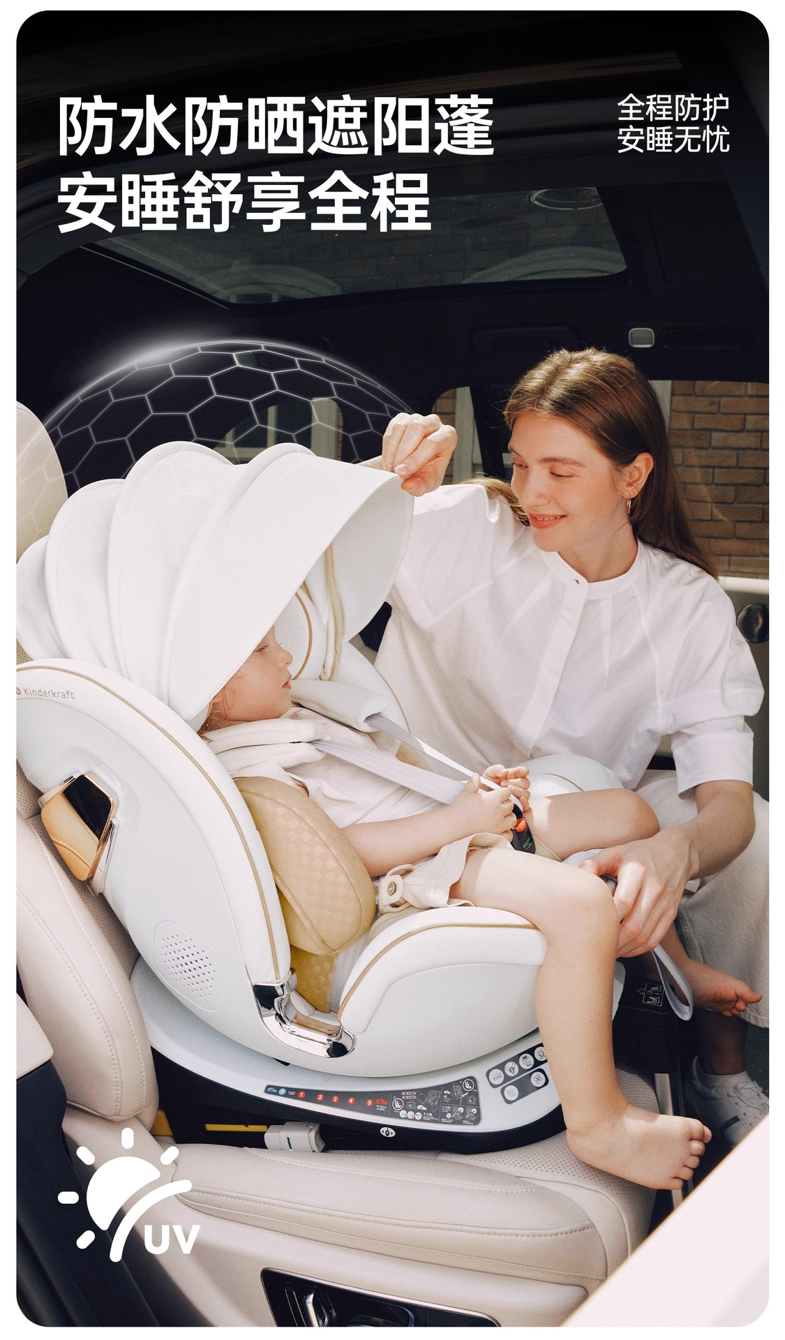 Kk Turing Smart Child Safety Seat for Car with Ventilation and Heating, Suitable for Newborns and Babies Aged 0-7-12 Years