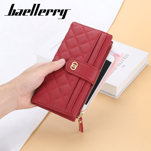 New Korean style rhombus multi-card slot women's wallet long buckle mobile phone bag fashionable multi-functional clutch bag