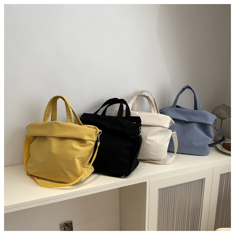 New casual nylon fashion solid color 2024 large-capacity solid color tote canvas crossbody single-shoulder hand-held Tote bag undefined
